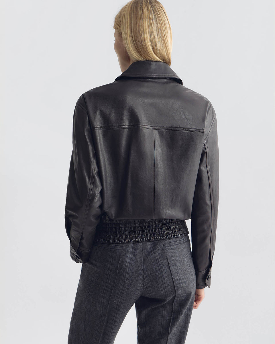 AIME LEATHER BOMBER JACKET IN BROWN
