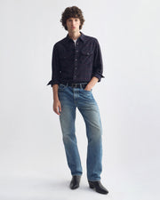 TRAVIS COTTON SHIRT IN MIDNIGHT/IVORY PLAID