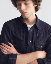 TRAVIS COTTON SHIRT IN MIDNIGHT/IVORY PLAID