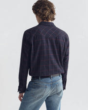 TRAVIS COTTON SHIRT IN MIDNIGHT/IVORY PLAID