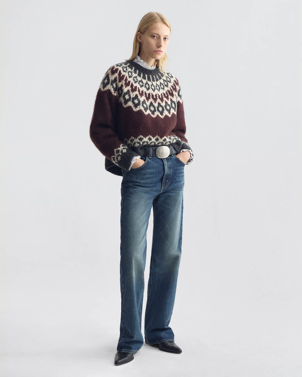 ISALINE FAIR ISLE SWEATER IN BURGUNDY FAIRISLE