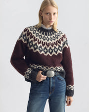 ISALINE FAIR ISLE SWEATER IN BURGUNDY FAIRISLE