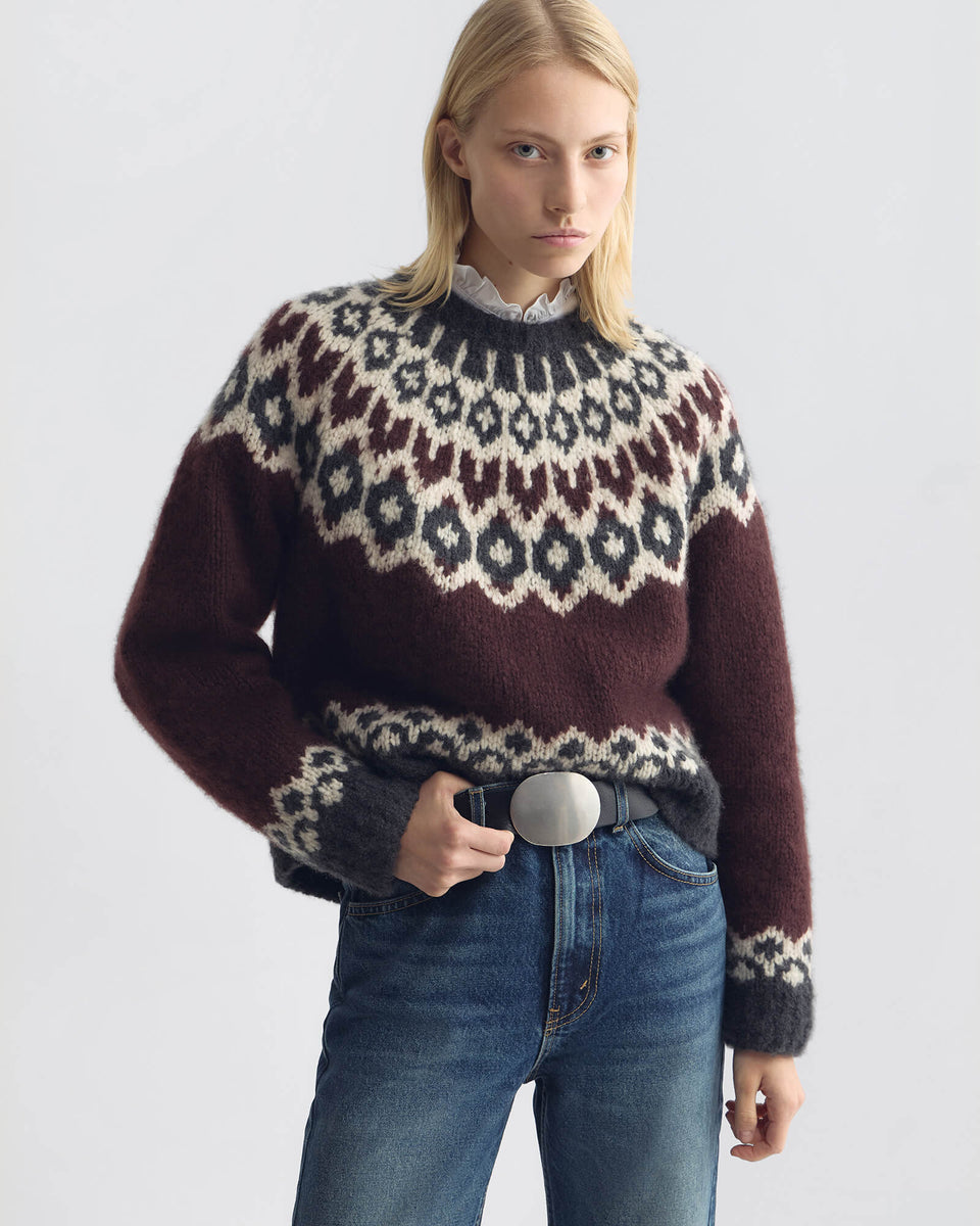 ISALINE FAIR ISLE SWEATER IN BURGUNDY FAIRISLE