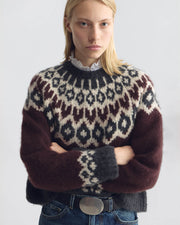 ISALINE FAIR ISLE SWEATER IN BURGUNDY FAIRISLE
