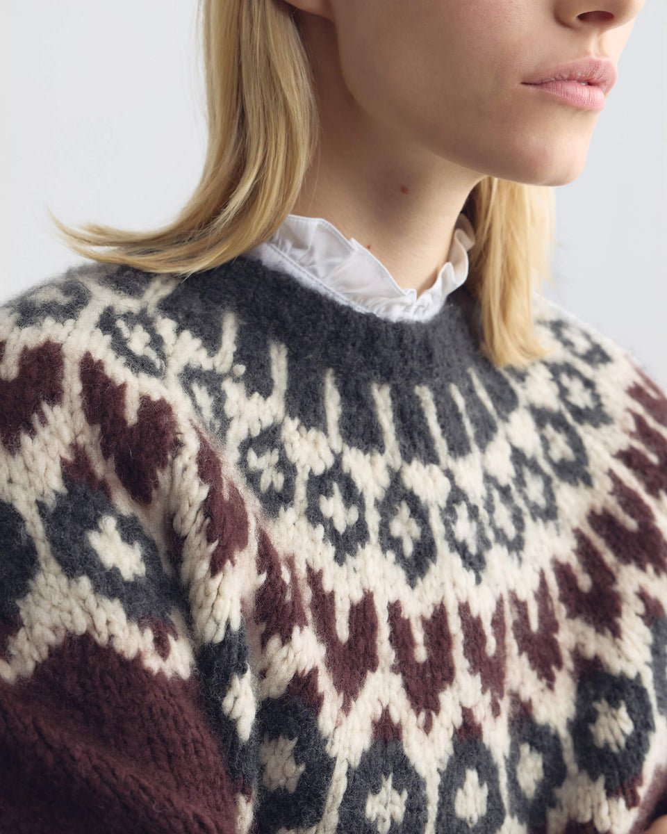 ISALINE FAIR ISLE SWEATER IN BURGUNDY FAIRISLE