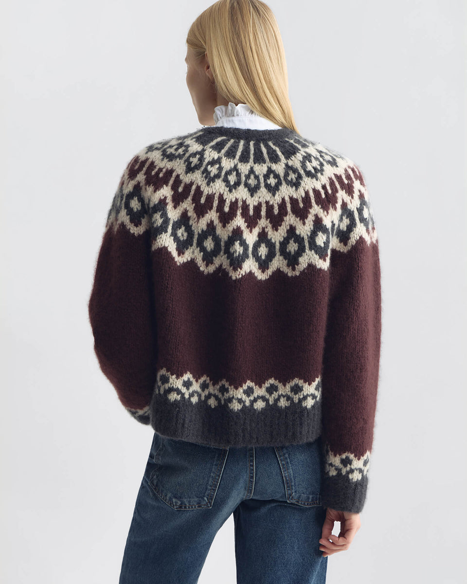 ISALINE FAIR ISLE SWEATER IN BURGUNDY FAIRISLE