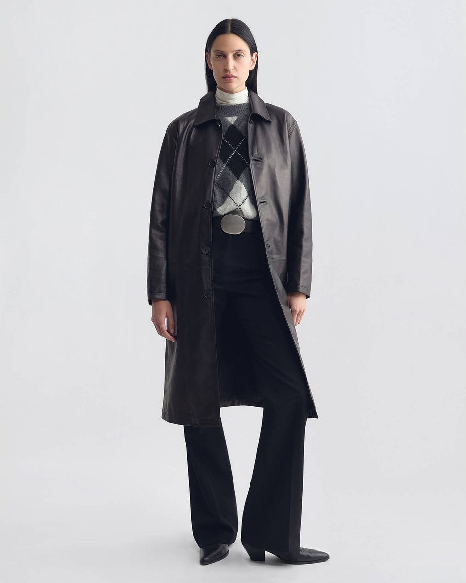 DONNIKA ARGYLE SWEATER IN CHARCOAL ARGYLE