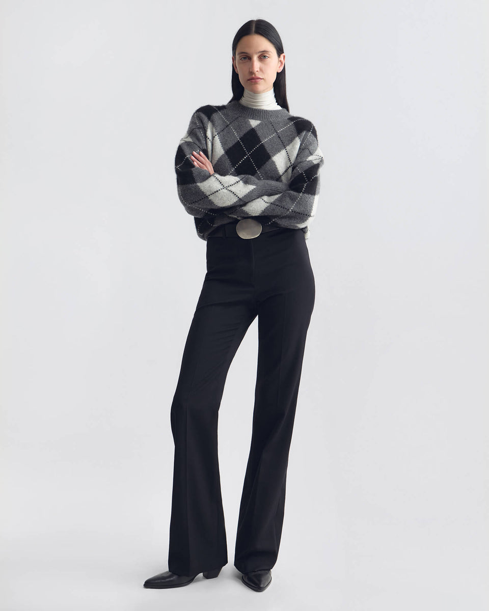 DONNIKA ARGYLE SWEATER IN CHARCOAL ARGYLE