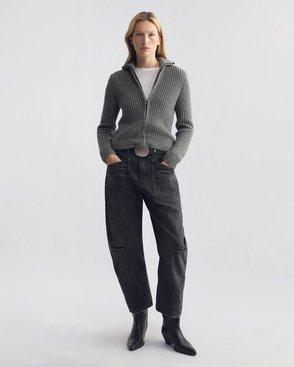ARLEN CARDIGAN IN MEDIUM GREY MELANGE
