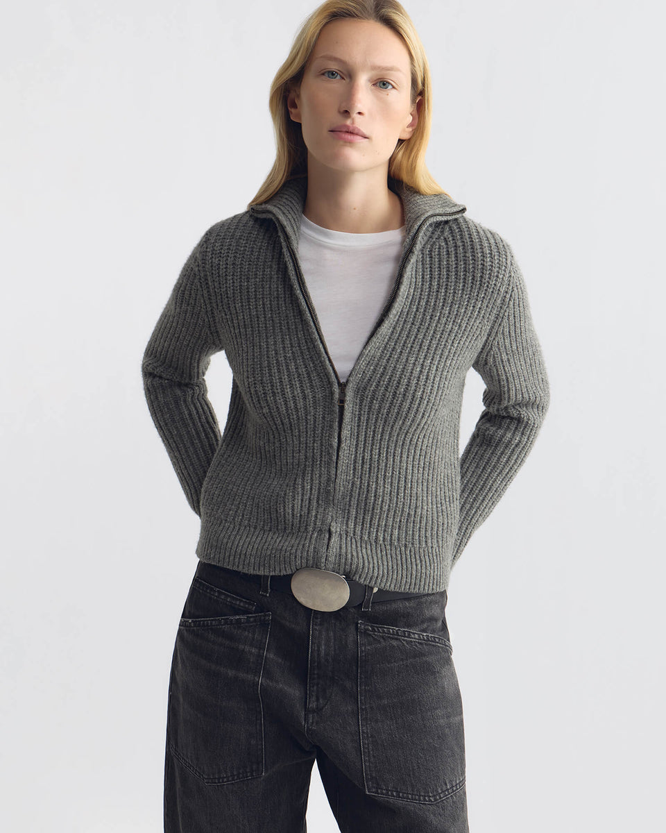 ARLEN CARDIGAN IN MEDIUM GREY MELANGE