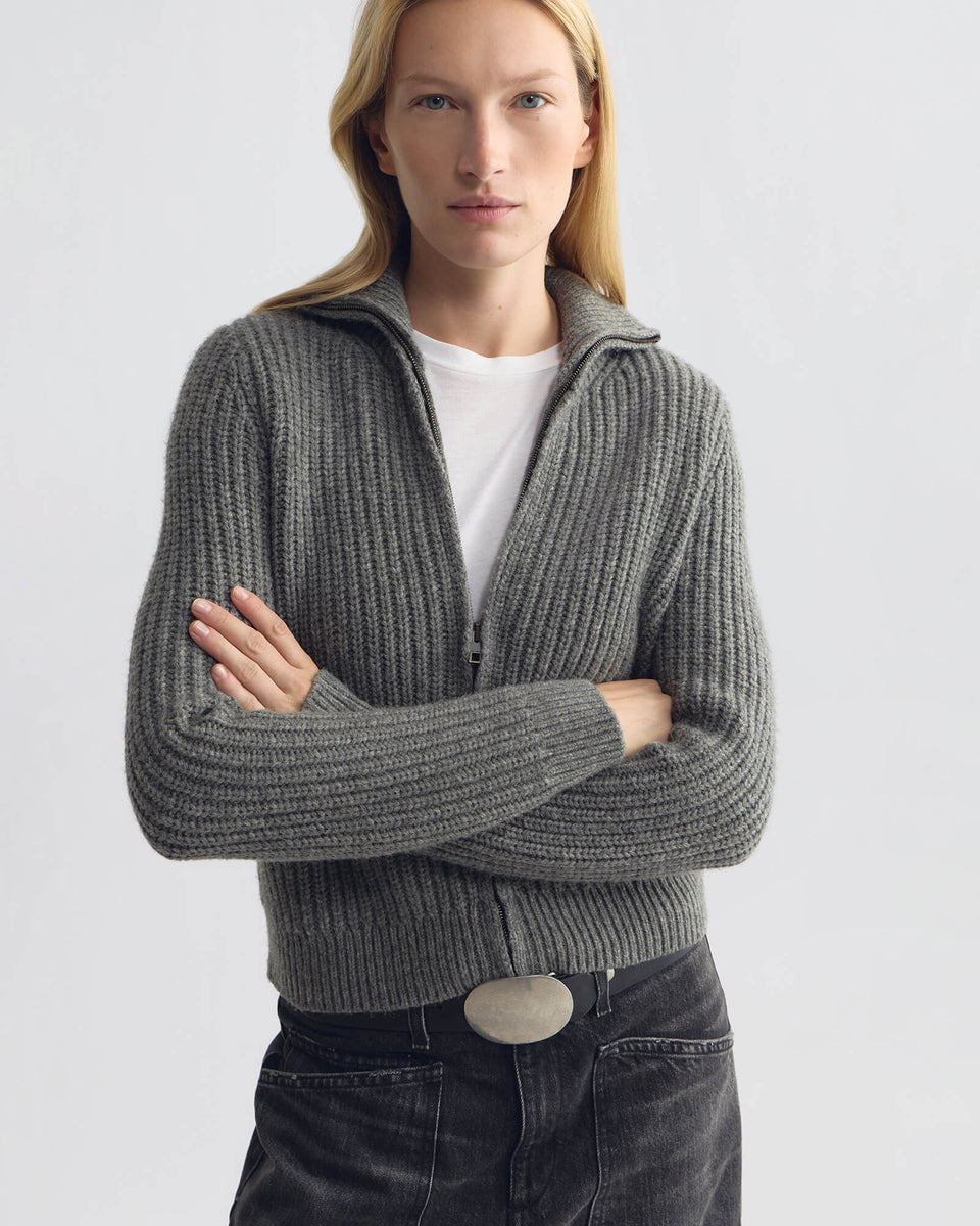 ARLEN CARDIGAN IN MEDIUM GREY MELANGE