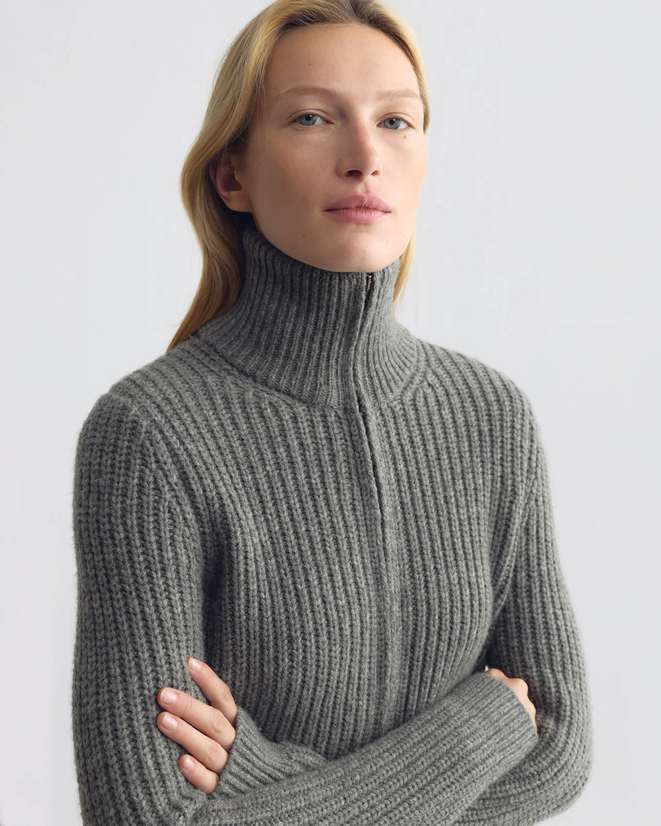 ARLEN CARDIGAN IN MEDIUM GREY MELANGE