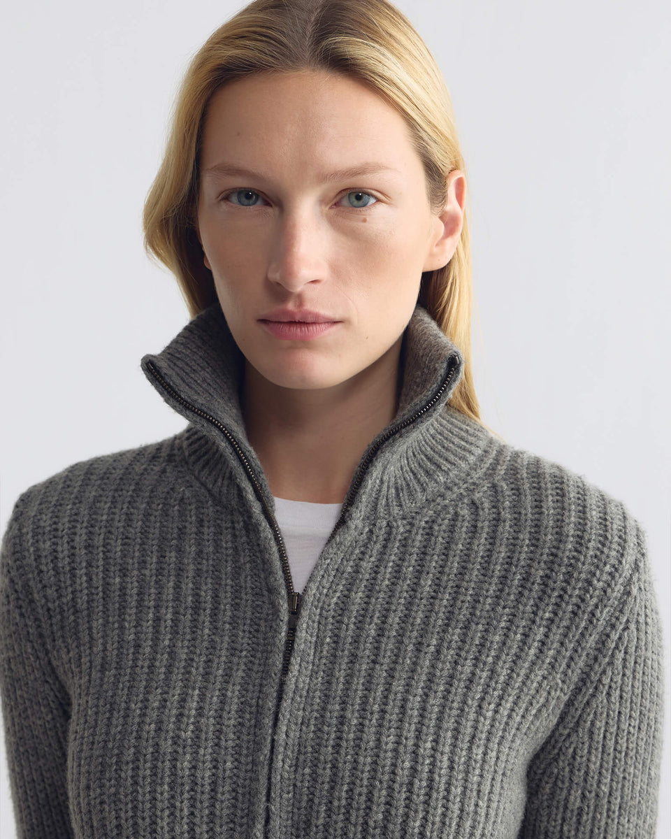 ARLEN CARDIGAN IN MEDIUM GREY MELANGE