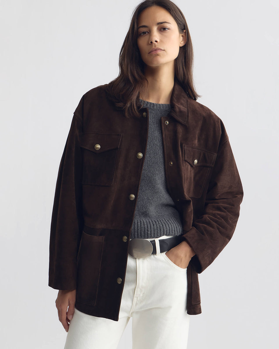 MIRRA SUEDE JACKET IN CHOCOLATE
