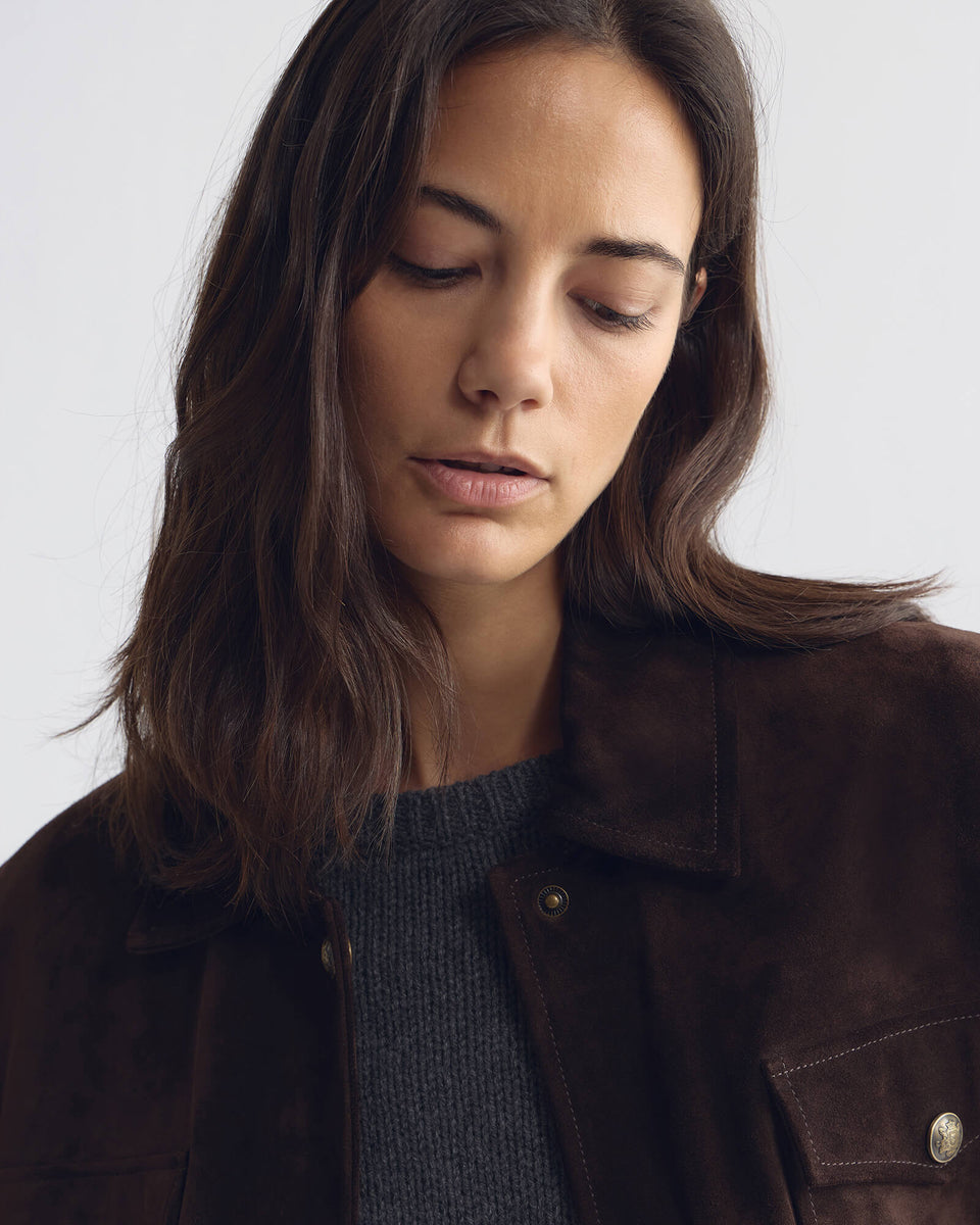 MIRRA SUEDE JACKET IN CHOCOLATE