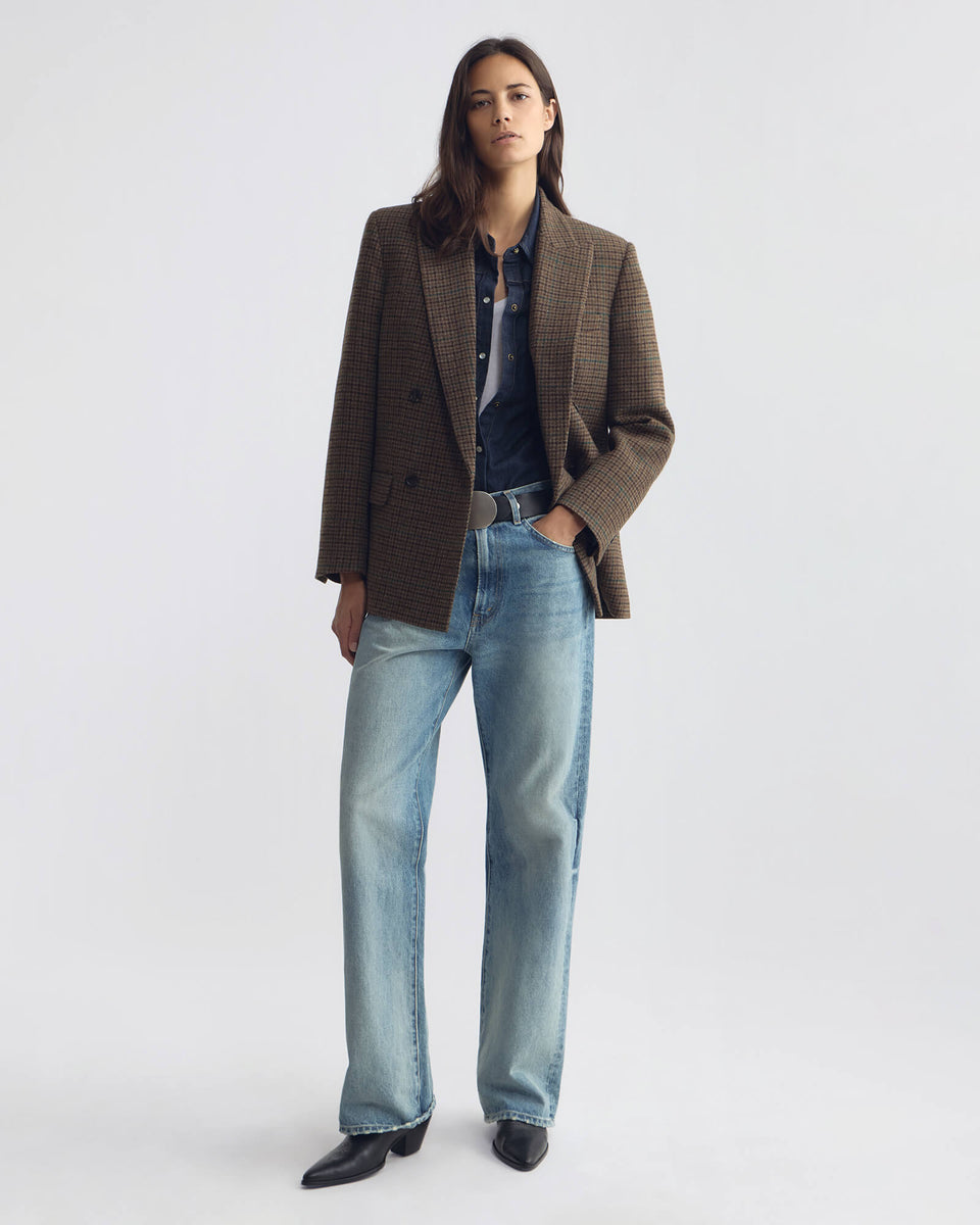 LESTON WOOL BLAZER IN BROWN CHECK