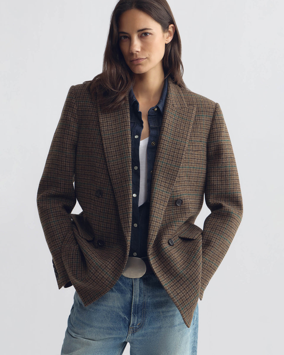 LESTON WOOL BLAZER IN BROWN CHECK