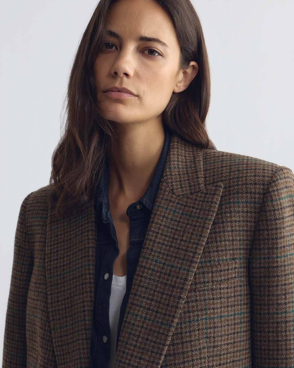 LESTON WOOL BLAZER IN BROWN CHECK
