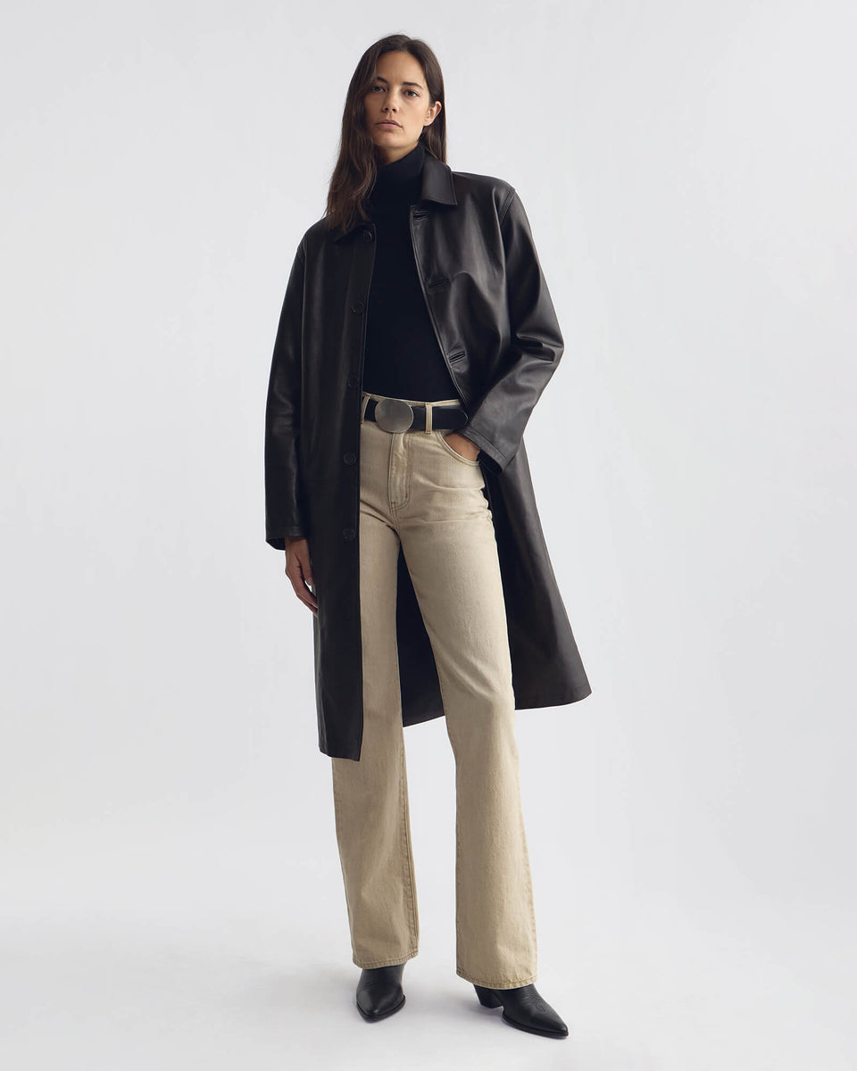 ABEL LEATHER COAT IN BLACK
