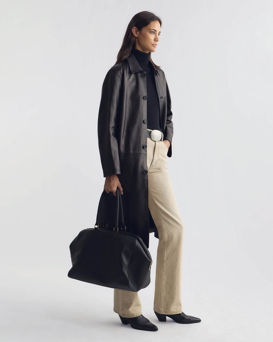 ABEL LEATHER COAT IN BLACK