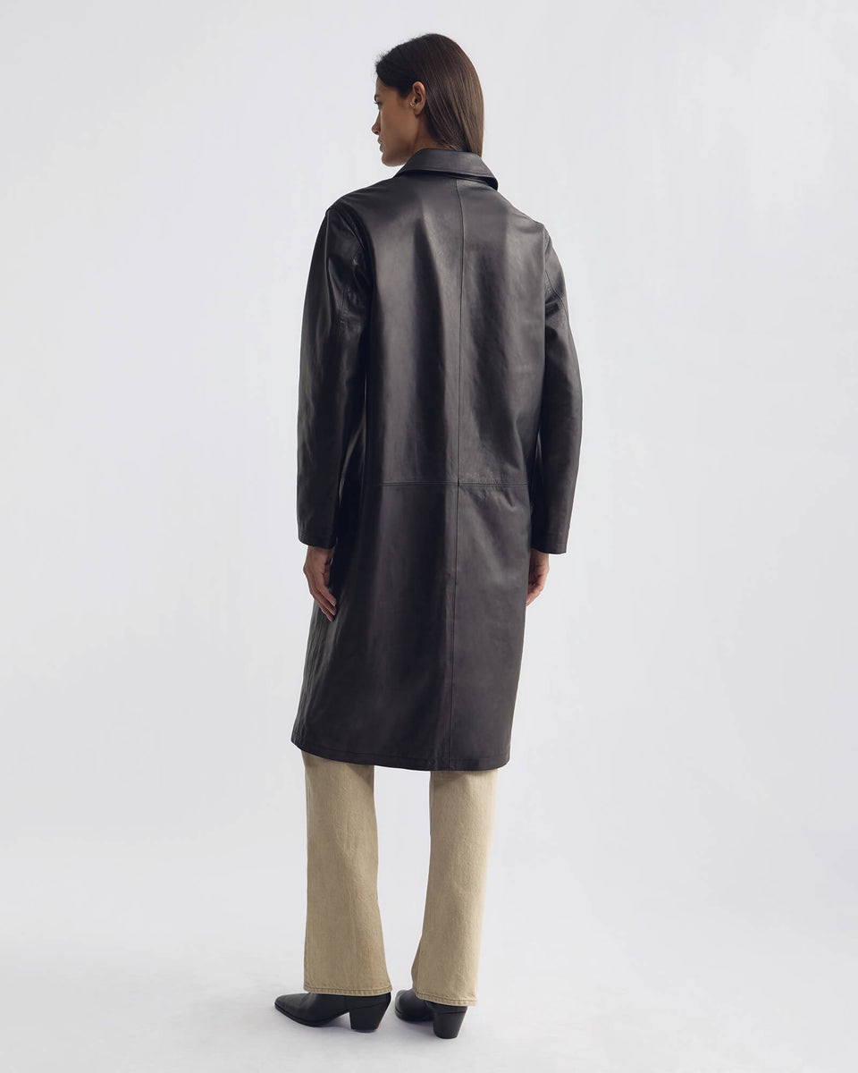 ABEL LEATHER COAT IN BLACK