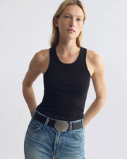 JUNE COTTON TANK IN JET BLACK