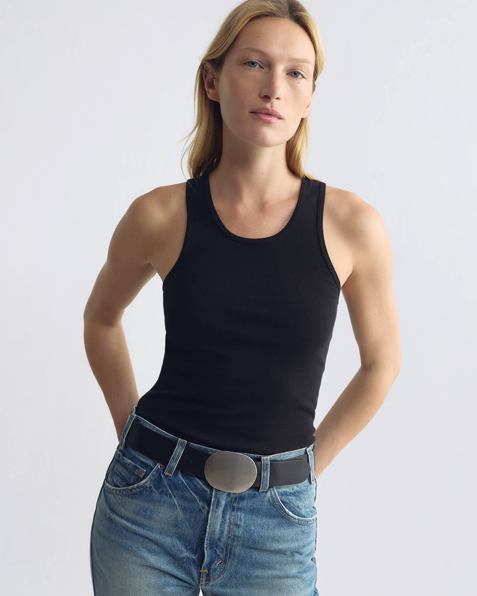 JUNE COTTON TANK IN JET BLACK