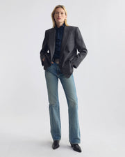 LILY SILK BLOUSE IN MARINE BLUE