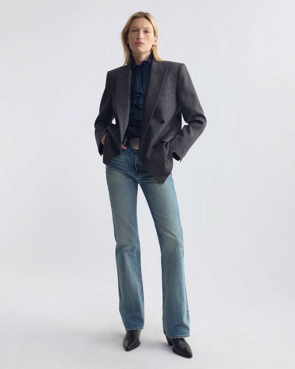LILY SILK BLOUSE IN MARINE BLUE