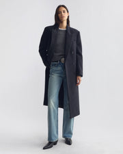 ALAIN TAILORED WOOL COAT IN CHARCOAL HERRINGBONE