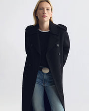 BERNS TRENCH WOOL COAT IN BLACK
