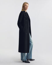 BERNS TRENCH WOOL COAT IN BLACK