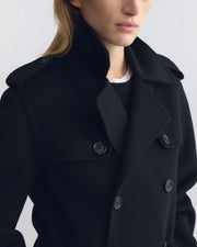 BERNS TRENCH WOOL COAT IN BLACK