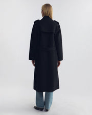 BERNS TRENCH WOOL COAT IN BLACK
