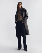 REMIE SILK BLOUSE IN BROWN/ CREAM WILD DOTS