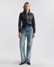 SUE LEATHER BOMBER JACKET IN BLACK