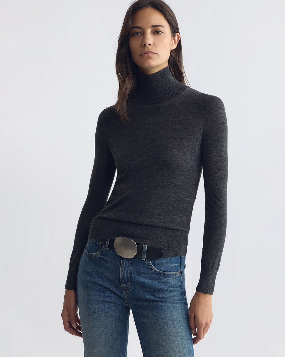LARKIN WOOL SWEATER IN ONYX HEATHER