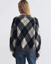 FERON ARGYLE SWEATER IN GREY/IVORY ARGYLE