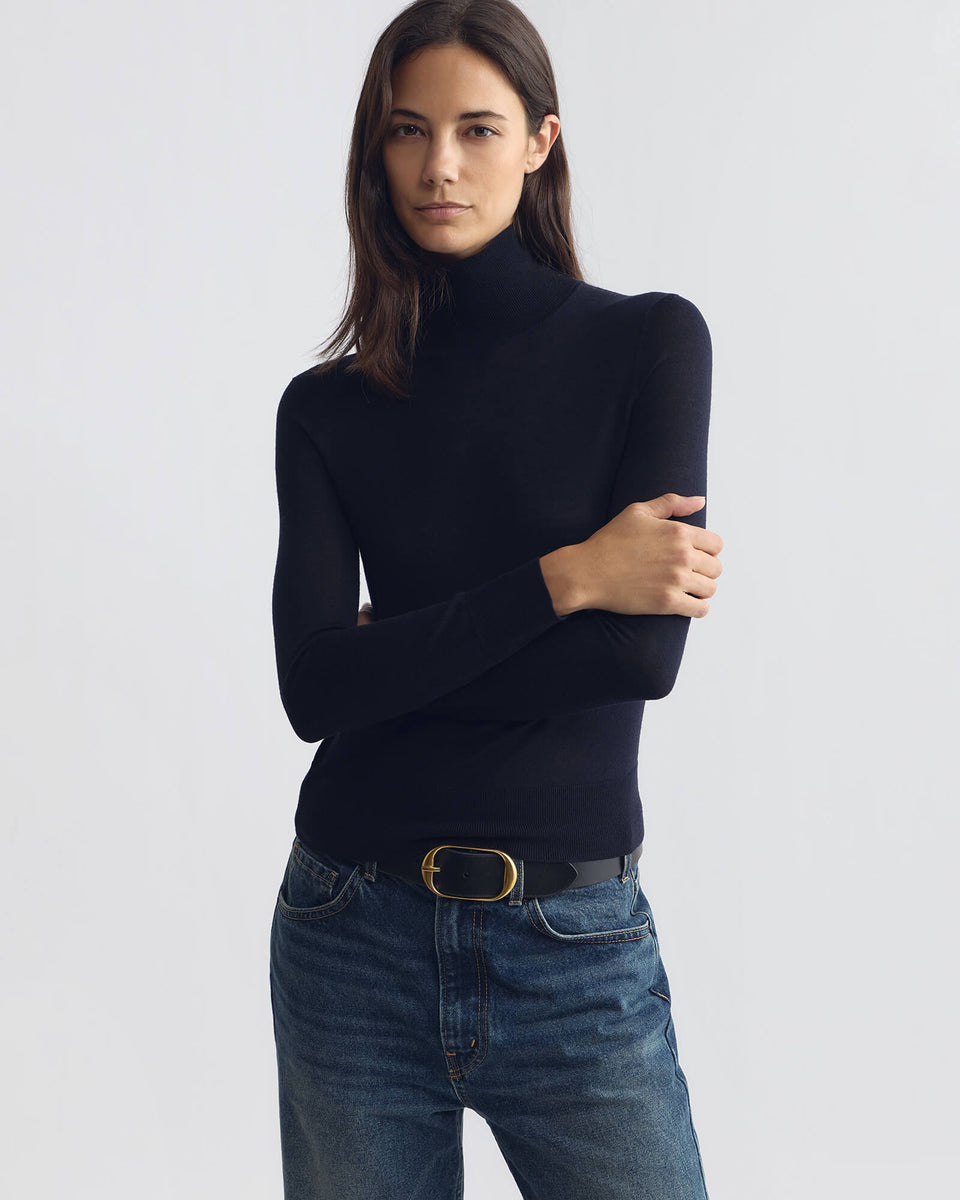 LARKIN WOOL SWEATER IN DARK NAVY