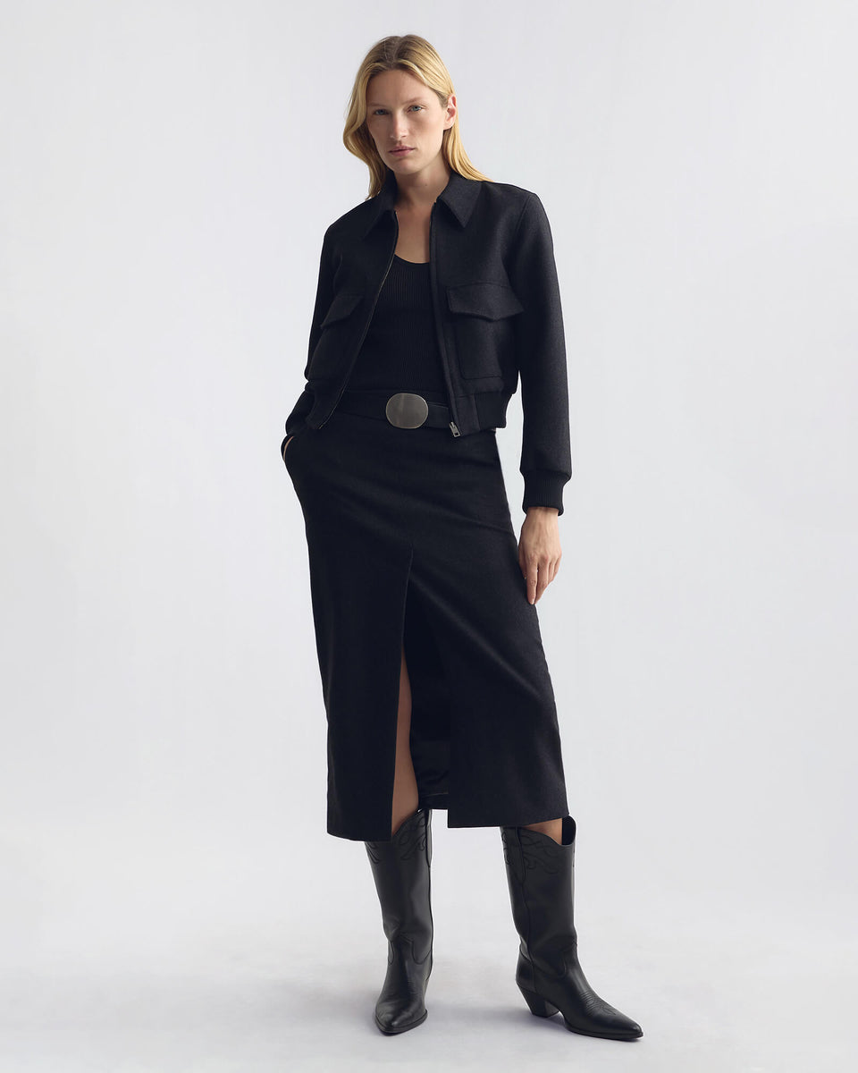 MARIHA WOOL SKIRT IN DARK CHARCOAL
