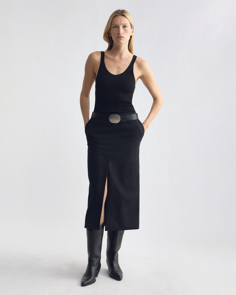 MARIHA WOOL SKIRT IN DARK CHARCOAL