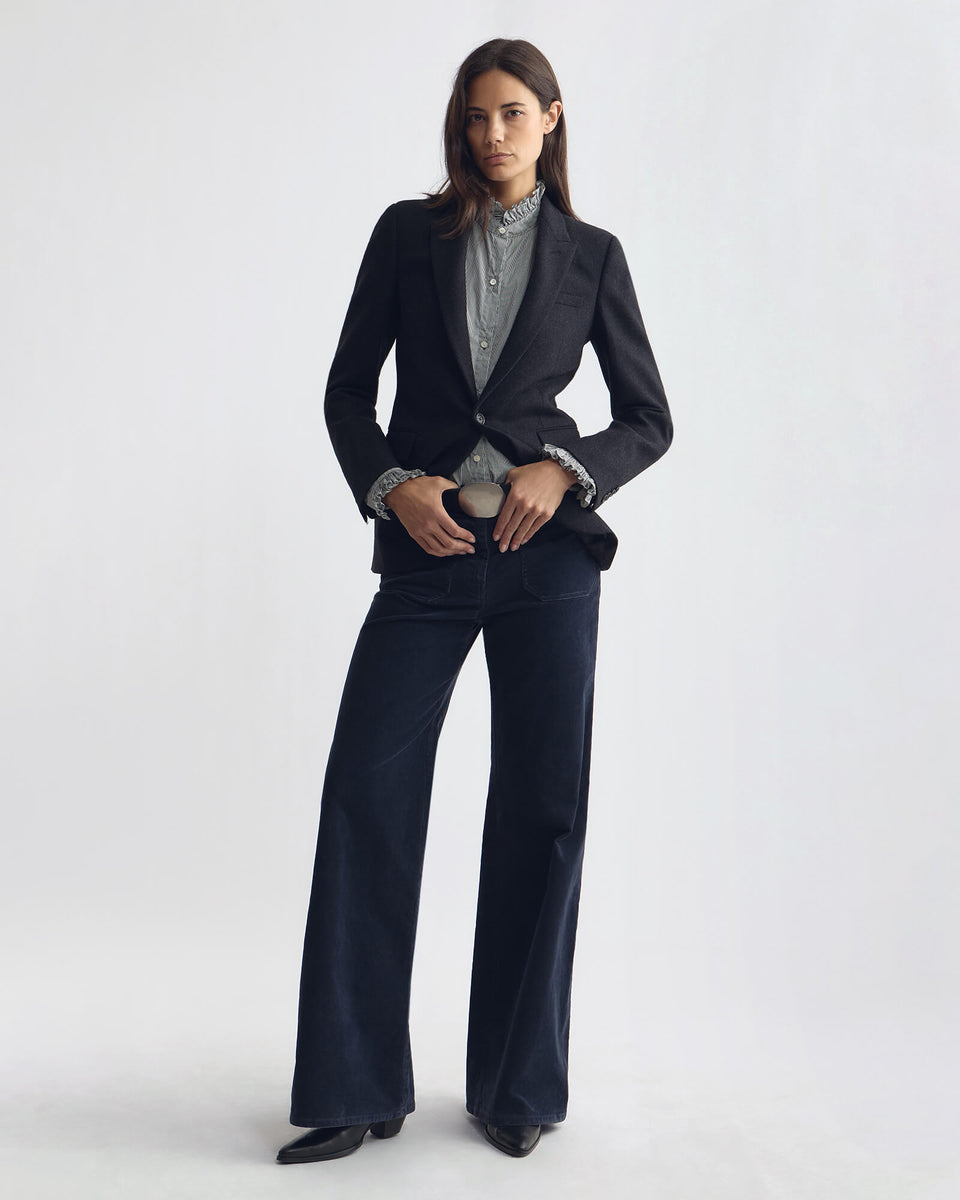 ANABEL WOOL BLAZER IN DARK CHARCOAL