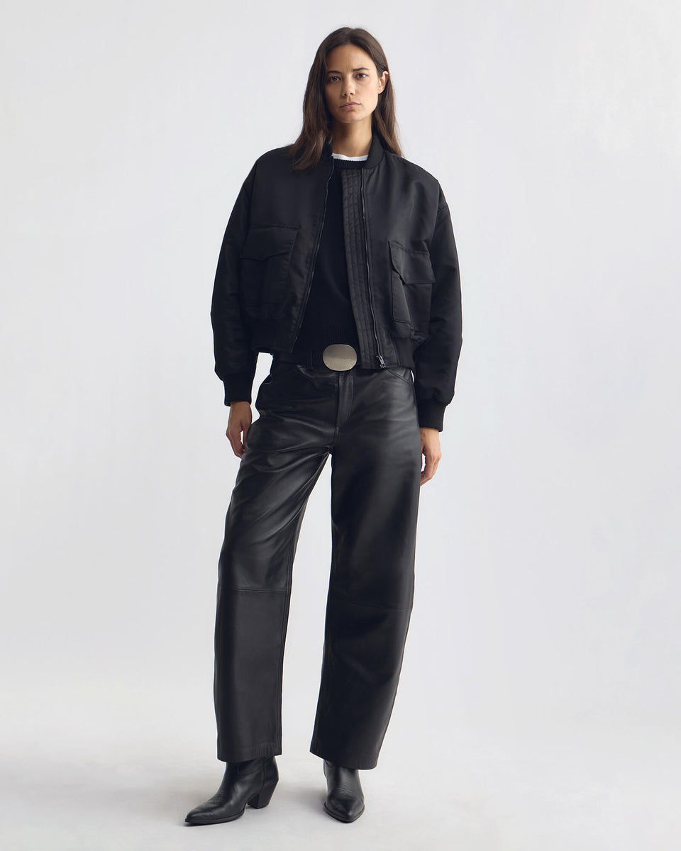 MCGUIRE NYLON BOMBER JACKET IN BLACK