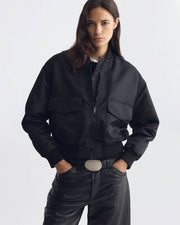 MCGUIRE NYLON BOMBER JACKET IN BLACK
