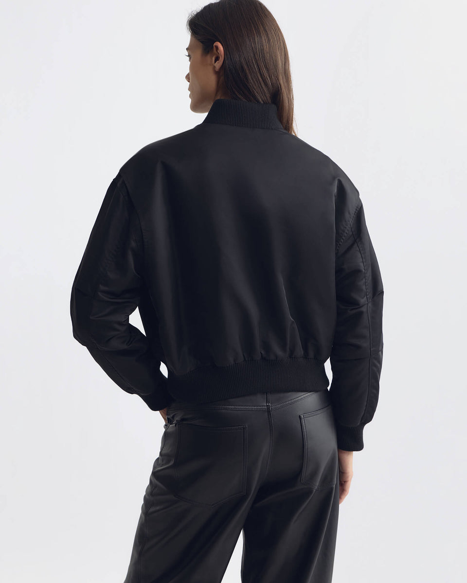 MCGUIRE NYLON BOMBER JACKET IN BLACK