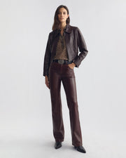 DANIELLA SILK TOP IN BROWN/ CREAM WILD DOTS
