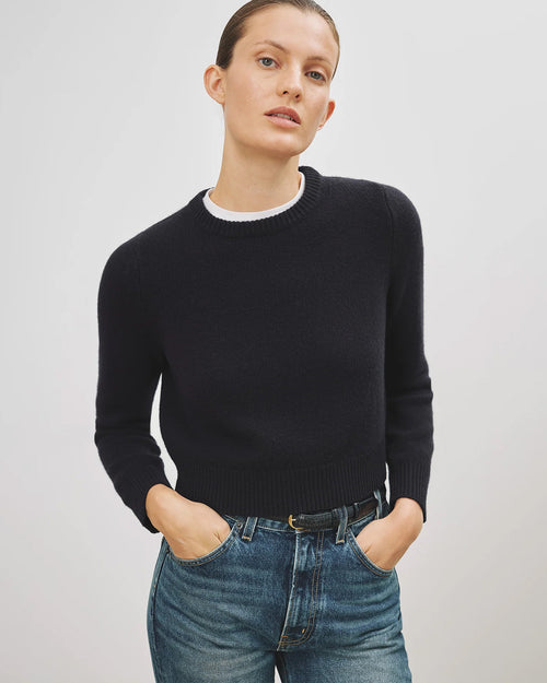NORA CASHMERE SWEATER IN DARK NAVY