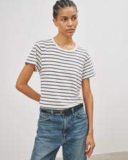 MARIELA TEE IN NAVY/IVORY STRIPE