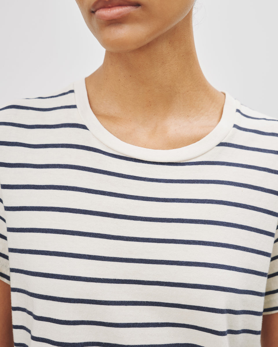 MARIELA TEE IN NAVY/IVORY STRIPE