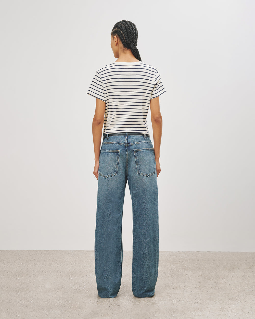 MARIELA TEE IN NAVY/IVORY STRIPE